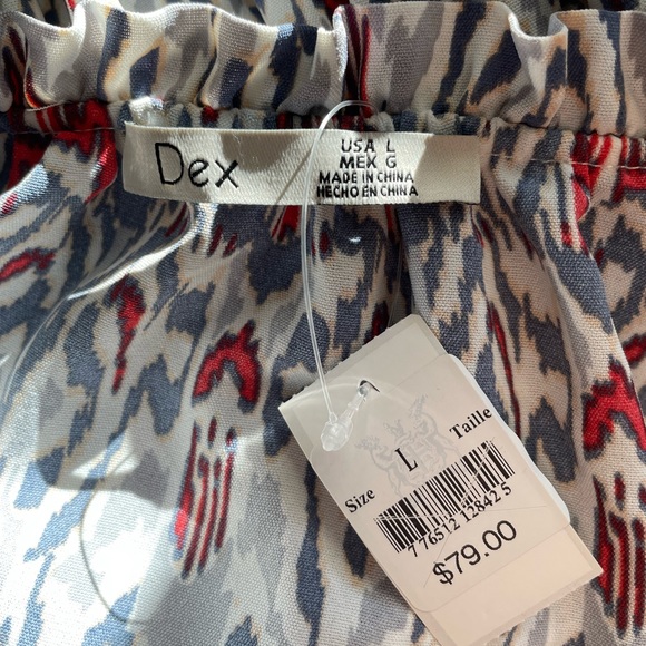 Dex Smocked Tiered Long Sleeve Mini Dress Red, Blue,‎ White Size L NWT - Picture 12 of 13